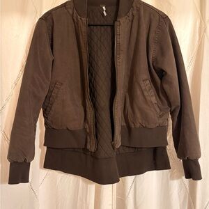 Young Fabulous & Broke Brown Bomber Jacket reversible